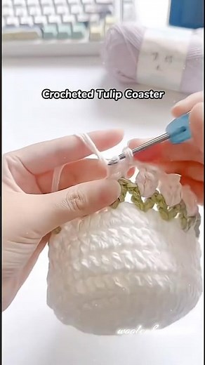 How to make crochet tulips flower pattern coaster tutorial for beginners #coaster #knitting #crochet