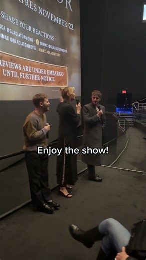 Paul Mescal, Connie Nielsen, and Fred Hechinger enter the arena to surprise an audience on opening night! #GladiatorII | Gladiator