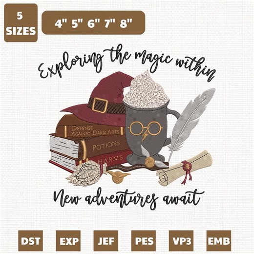 Wizard Magic Machine Embroidery File, Bookworm Gift Design (instant Download) - Etsy