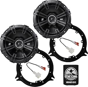 KICKER Speakers 6.5 inch for Nissan Sentra 2013-2022 Upgrade Kit - Pair of DS Series with Adapters and Harness, Coaxial 6 1/2 Car Audio Front Door Speaker DSC6504, 43DSC6504