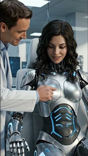 Engineer takes off cyborg girl's armor at exhibition #robot #takeoff #robotgirl #cyborg #asmr