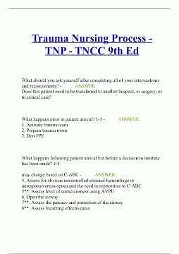 Trauma Nursing Process TNP TNCC 9th Ed