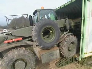 JCB Military Backhoe Loader Swimming At Sea