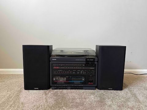 Toshiba SL-3127 Home Stereo System AM FM Receiver Cassette Deck Record Player Turntable Speakers