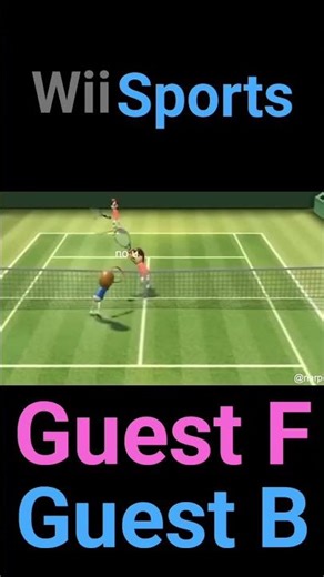 #WiiSports No U Tennis Player 2 Guest F 🩷 Guest B 🩵 🔵🔴
