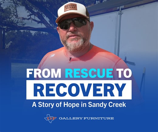 Keith, president of the Shreveport Volunteer Network, is out in Sandy Creek in the Texas Hill Country answering the call to help. From search and rescue efforts to recovery missions, Keith and his team are on the ground helping Texans sift through debris, clear damaged areas, and begin rebuilding their lives. A heartfelt thank you to Keith and the entire Shreveport Volunteer Network for showing up when Texans need it most. | Gallery Furniture