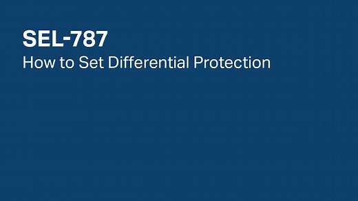 SEL-787: How to Set Differential Protection - SEL Video Portal