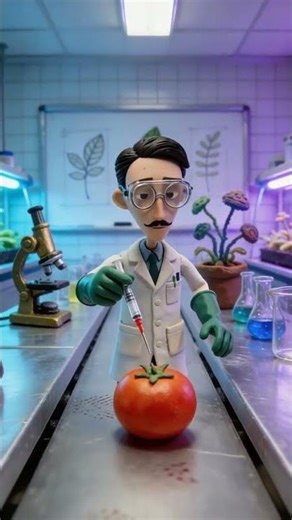 Bioengineer laboratory experiment mutant tomato #animation #bioengineer #cartoon