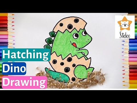 HOW TO DRAW A HATCHING DINOSAUR EGG | Easy Drawings For Kids | Dinosaurs For Kids | Dinosaur Egg