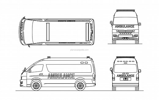 Ambulancia, Bloque de AutoCAD - Planos CAD Gratis