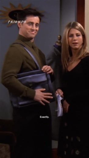 Anonymous Funny, LOL & Actions on Instagram: "That classic Friends scene! Rachel is helping Joey with his fashion sense, and things get... well, very Joey. Here is a summary of their "unisex" exchange: ​The "Man-Bag" Debate ​The scene begins with Rachel telling Joey his outfit is "missing something." She disappears and returns with a blue shoulder bag, which Joey immediately dismisses as a "woman's purse." ​Rachel's Defense ​To convince him, Rachel explains: ​It is a shoulder bag, not a purse. ​