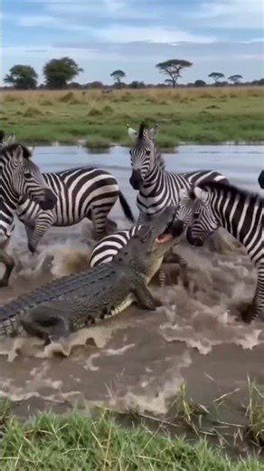 Crocodile won’t let go—can the baby zebra be saved? #wildlife