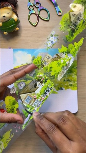 ASMR Spring Landscape 🌼🌿 | Journal Spread #shorts