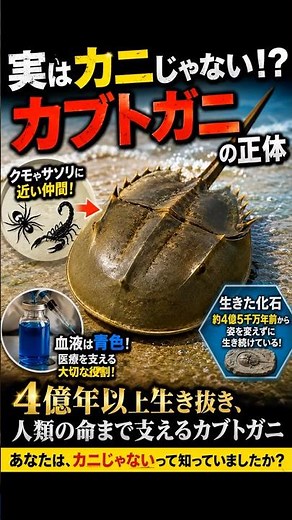 実はカニじゃない！？4億年以上生きるカブトガニの正体#深海#カブトガニ#生きた化石#雑学#shorts