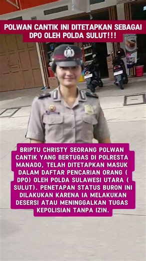 Polwan cantik ini ditetapkan sebagai DPO oleh Polda sulut!!!