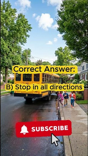 School bus red lights flashing means? | DMV TEST