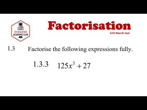 Factorization of cubes grade 10 test