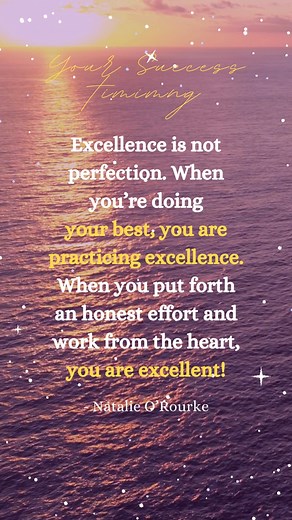 “Excellence is not perfection. When you’re doing your best, you are practicing excellence. When you put forth an honest effort and work from the heart, you are excellent!” - Natalie O’Rourke 🏆Affirm: “I RELEASE THE NEED TO COMPARE MY JOURNEY TO OTHERS. MY DIVINE PATH IS UNIQUE AND PERFECT FOR ME.” Keep smiling and keep shining! ✨✨ Have a super powerful day!💖 | Life Quotes