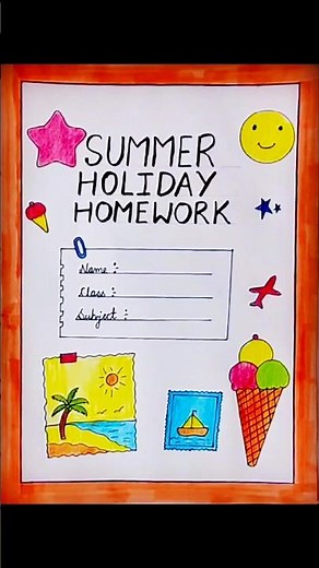 Summer Holiday Homework Front Page Design ✨📚 #youtubeshorts #summer #frontpage