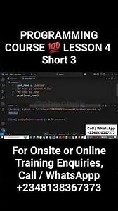 PYTHON PROGRAMMING COURSE 💯 LESSON 4 Short 3 #pythontutorial #pythonprogramming #pythonforbeginners