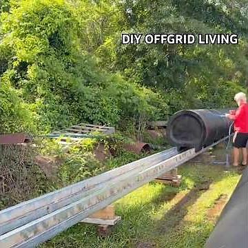 Assembling a 56’ HDPE pontoon with steel beams Part 1#hdpe #diy #houseboat #welding #offgrid
