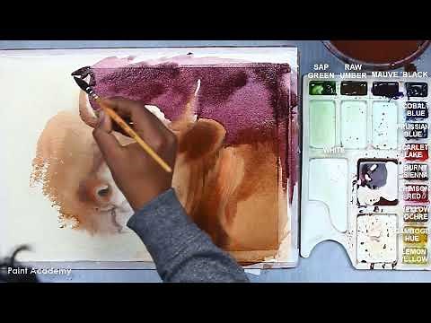How to Paint Realistic Cow Face in Watercolor | steps to follow