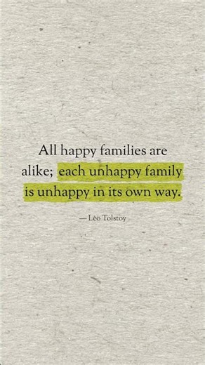 All happy families are alike; each… — Leo Tolstoy #Shorts