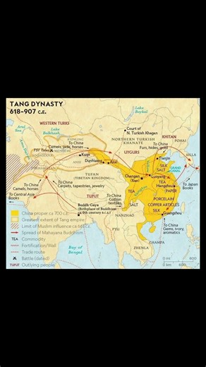 Tang Dynasty map: trade, culture, and empire expansion, 618–907 CE 🌍📚 #china #india