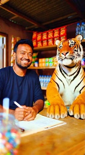 বাঘ মাছ ধরে নিজেই বিক্রি করছে! 😆🐟 #shorts #trending