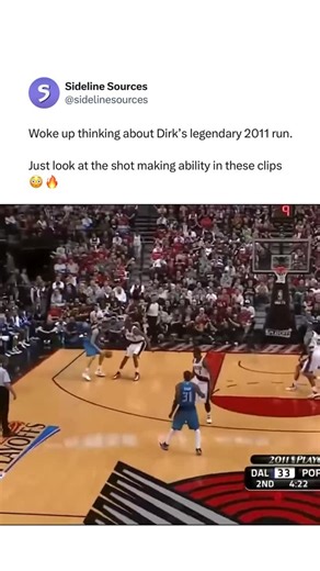 Sideline Sources on Instagram: "Dirk really took down Kobe’s Lakers, The Thunder with KD, Harden, and Russ, and then The Miami Heat and the big 3 featuring LeBron Jame, Dwyane Wade, and Chris Bosh all in ONE playoff run 😳🔥🔥"