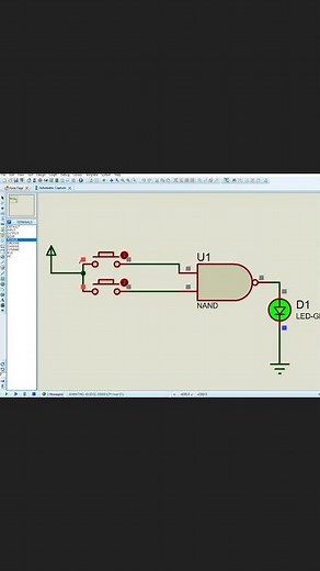 NAND logic circuit with Proteus circuit simulator