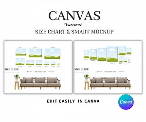 Canvas Size Guide Mockup: Wall Art Print Sizes (canva Template) - Etsy