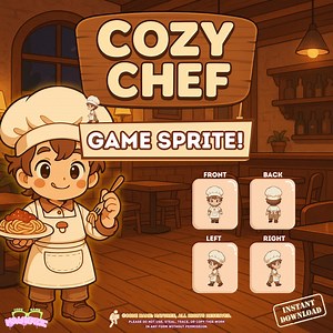 Chibi Chef Boy Sprite Sheet | 4 Direction Walking Character | RPG Maker, Game Dev, Indie Game Assets | Unity - Etsy Canada