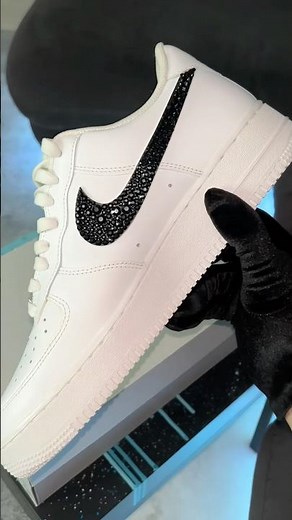 💎Comment your Swoosh Color💎 #customairforce1 #customshoes #crystals #bedazzled #brillantes #gems