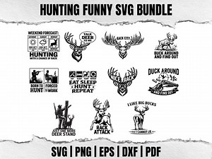 Funny Hunting SVG Bundle – Deer, Buck, Duck Designs (Digital Download)
