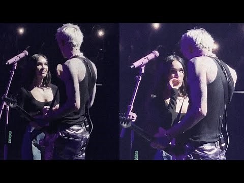 machine gun kelly and megan fox smoking on stage // barstool 500
