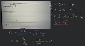 Reading of voltmeter V shown in figure at resonance is 400 \mat... | Filo
