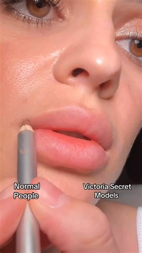 Ziva on Instagram: "How to contour your lips like Victoria’s Secret models 💋✨ Most people outline their lips exactly on the lip line — but VS models shift the contour just a bit, and it instantly makes the lips look fuller, lifted, and model-like 😮‍💨 I’m breaking down the trick so you can recreate that runway effect at home 💄✨ If you want to know your exact lip shape and the perfect contour placement for YOU, Skyfluence Beauty analyzes your features and shows where to apply product for your 
