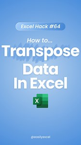 9.2K views · 1K reactions | Transpose data in Excel quickly!  Learn how to transpose data in Excel using shortcuts! ✨ #excel #spreadsheets #accounting #exceltips #finance #corporate #workhacks #exceltricks #tutorial | Easilyexcel | Facebook