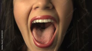 Close up of woman shouting or singing Stock Video