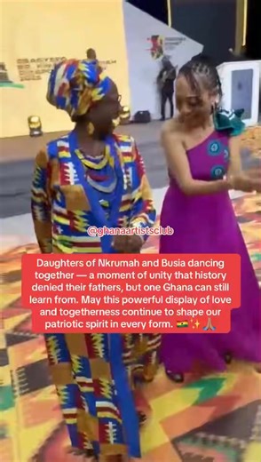 Daughters of Nkrumah and Busia dancing together — a moment of unity that history denied their fathers, but one Ghana can still learn from. May this powerful display of love and togetherness continue to shape our patriotic spirit in every form. 🇬🇭✨ #GhanaUnity #Nkrumah #Busia #LegacyAndUnity #Patriotism | Ghana Artists Club