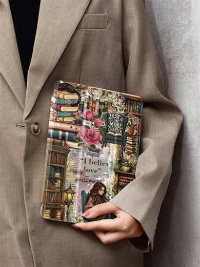 Ayotu Buch und Blumen Collage Illustration Tablet Hülle und Kindle E-Book Hülle, kompatibel mit iPad 10. Generation, 11/Air 4./Air 7./9,7 Zoll, kompatibel mit Samsung Galaxy Tab A9 Plus, Kindle (11. Generation -2024 Version) (6 Zoll) Kindle Paperwhite 12. Gen 2024, ein tolles Urlaubsgeschenk mit stilvollem und einfachem Muster. | SHEIN