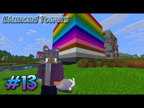 {13} I Built A GIANT Rainbow Wool Block In My Minecraft World - Diamond Towers Season 2