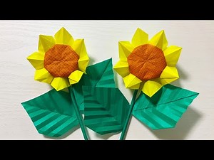【簡単折り紙】ひまわり🌻 How to make sunflower#해바라기#向日葵#葵花#girasol#सूरजमुखी#花#葉っぱ#折り方#おりがみ#origami#摺紙#종이#DIY#作り方