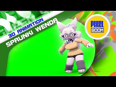 Green Screen Sprunki Human Wenda 3D Animation PixelBoom
