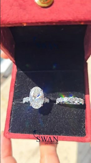 💍 Oval Cut Diamond Bridal Set | Round Cut Diamond Wedding Band Set 💎✨