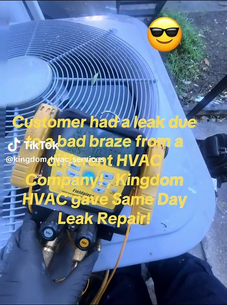 When you find out the system was empty ‘cause of a leak near the coil… 👀🔥 Same-day repair ✅ Vacuum pulled ✅ System back cooling strong 💪❄ #HVACHero #KingdomHVAC #HVACTech #LeakRepair #BeforeAndAfter