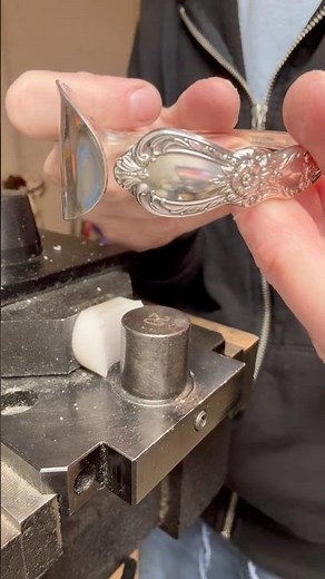 Making a spoon bangle bracelet! #spoonjewelry #vintage #silverware #diy