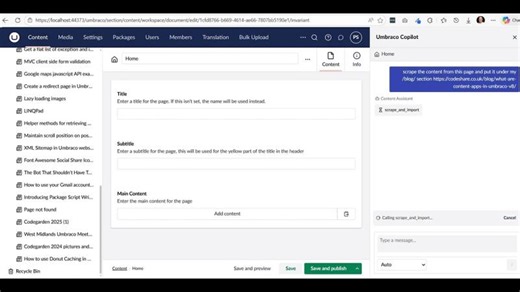 Site Scraper Umbraco AI Plugin | Paul Seal