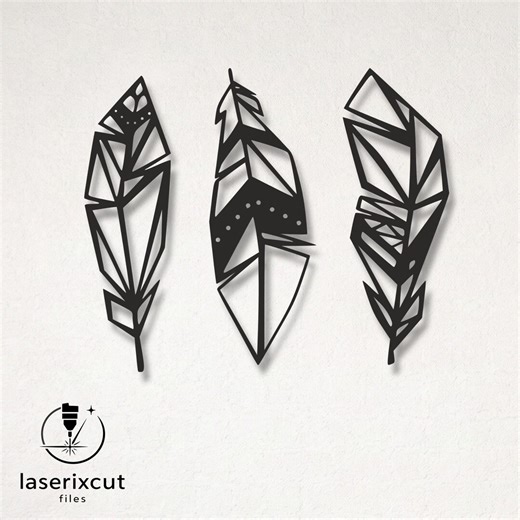 Geometric Feathers Laser Cut Vector Design – SVG, DXF, Ai, Pdf Files Glowforge, Cricut, CNC, Metal, Wall Decor, Digital Instant Download - Etsy